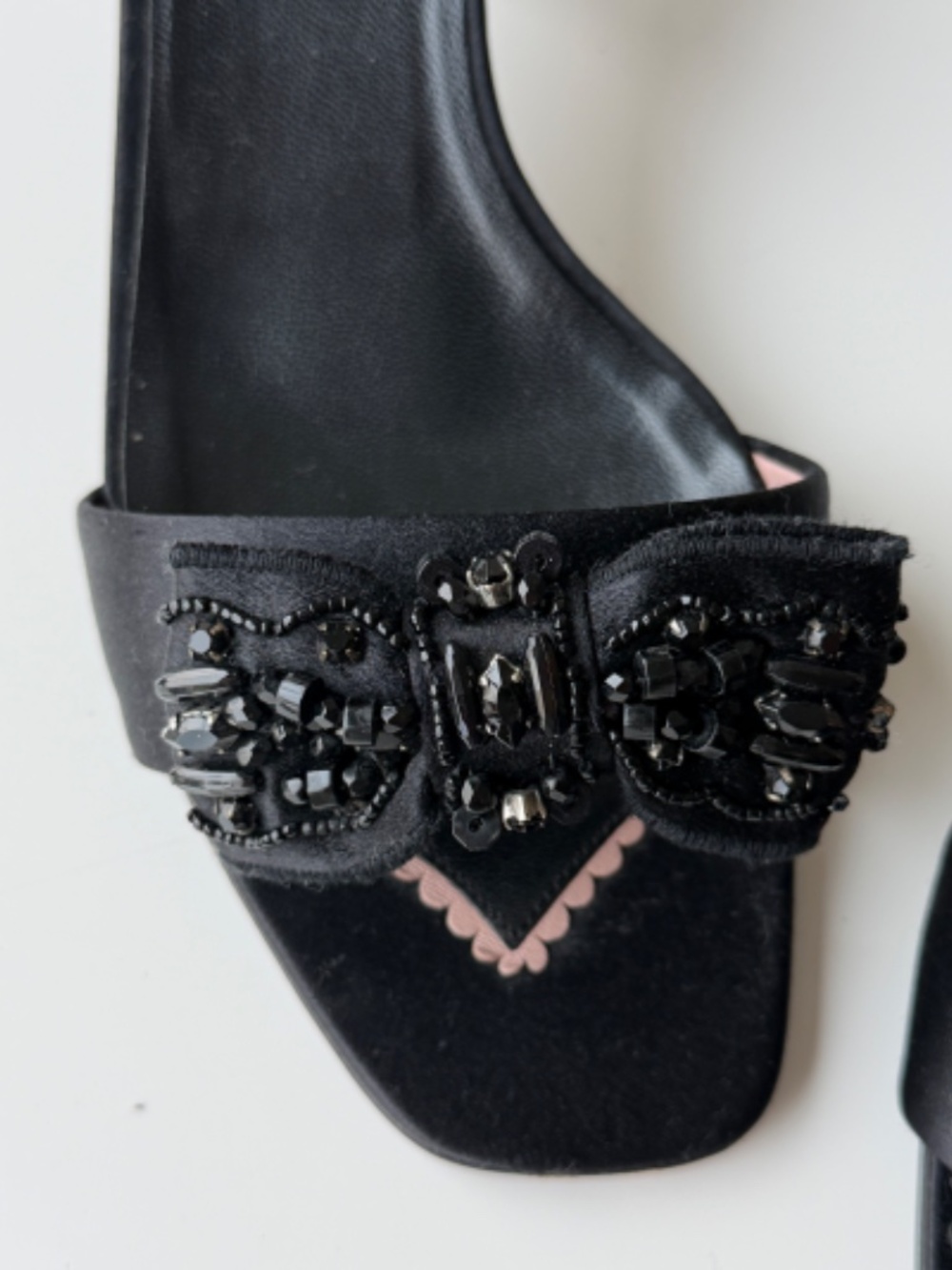 Vintage Prada black satin embellished slides mules, IT 40 - Picture 4 of 9